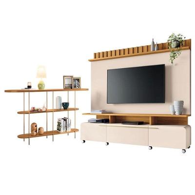 Estante Home Theater Artís Off White Cinamomo E Aparador Infinity Cinamomo - Hb Móveis