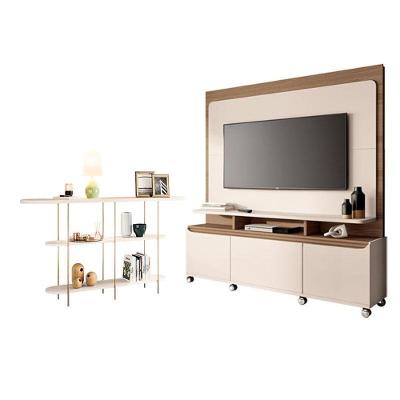 Estante Home Theater Quantum Off White Castanho E Aparador Infinity Off White - Hb Móveis