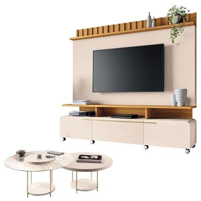 Estante Home Theater Artís Off White Cinamomo E Kit Mesa De Centro Sky Off White - Hb Móveis