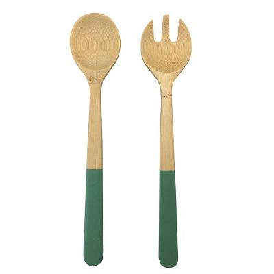 Jogo De 2 Utensílios Para Salada Em Bambu 31cm Verde Oikos