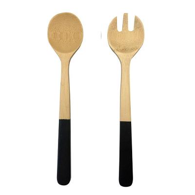 Jogo De 2 Utensílios Para Salada Em Bambu 31cm Preto Oikos