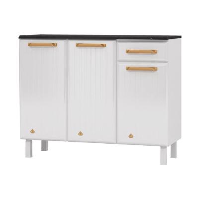 Balcão De Cozinha De Aço Com Tampo 3 Portas E 1 Gaveta 105cm Multimóveis Cr20361 Branco