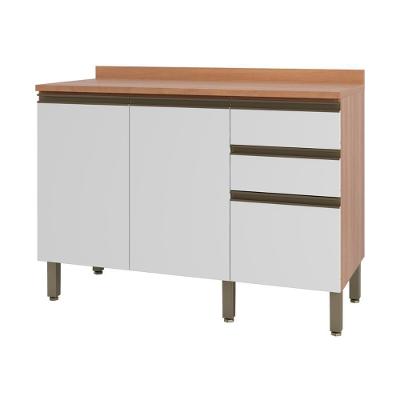 Balcão De Cozinha Com Tampo 2 Portas E 3 Gavetas 120cm Multimóveis Cr20398 Freijó-branco