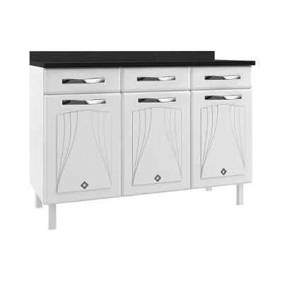 Balcão De Cozinha De Aço Com Tampo 3 Portas E 3 Gavetas 120cm Multimóveis Cr20354 Branco