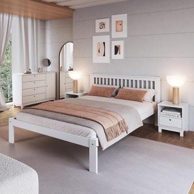 Cama De Casal De Madeira Maciça Para Colchão 138x188cm Multimóveis Cr35273 Branco