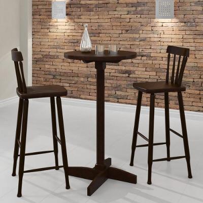 Conjunto Sala De Jantar-bar Com Mesa E 2 Banquetas Altas Cr50119 Castanho