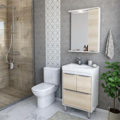 Gabinete De Banheiro Com Cuba E Espelheira Com Led 59cm Multimóveis Cr10130 Branco-legno Crema