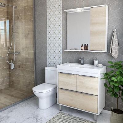 Gabinete De Banheiro Com Cuba E Espelheira Com Led 79,5cm Multimóveis Cr10131 Branco-legno Crema