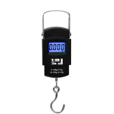 Balança Portátil Digital De Mão Com Gancho Mala Bagagem Pesca Alça Mala Até 50kg Alta Precisão Preto