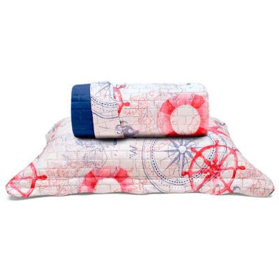Cobre Leito Com Porta Travesseiro Buettner Solteiro Estampado Matelassê Renove Juvenil Náutico 02 Peças Azul