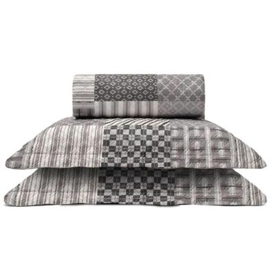 Cobre Leito Buettner King Microfibra Renove Estampado Austria 3 Peças Cinza