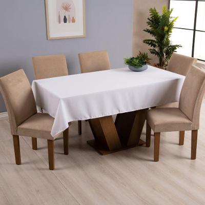 Toalha De Mesa Basic 1 Peça 2,50m X 1,40m 8 Lugares 100% Poliéster Tecido Oxford - Branco