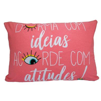 Fronha Portallar Malha 100% Algodão Estampa Localizada Atitude 48cmx68cm Branco