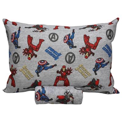 Jogo De Cama Portallar Solteiro Malha Mista Estampado Disney Marvel Assemble Avengers Shield 2 Pçs Cinza