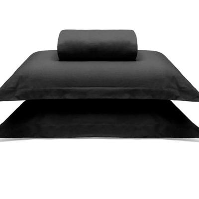 Jogo De Cama Buettner King Malha 100% Algodao Liso 3 Peças Image Preto
