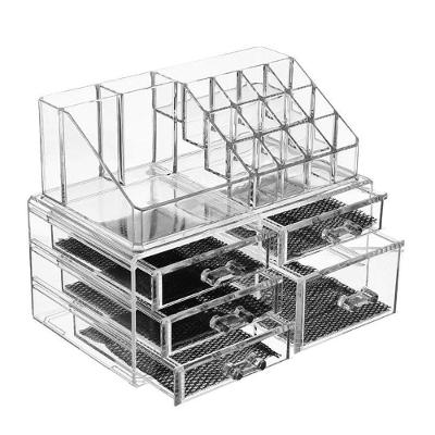 Organizador De Maquiagem Acrílico 5 Gavetas E 16 Divisórias – Praticidade Para Batons E Cosméticos!