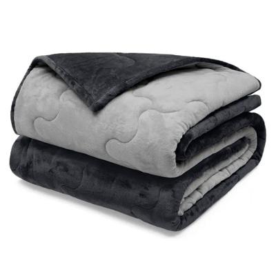 Edredom Buettner Solteiro Plush Flannel 100% Poliéster Dupla Face 160mx240m Preto E Metal Escuro