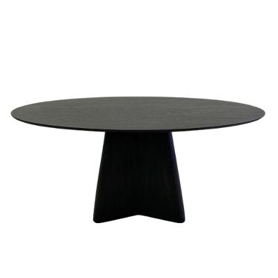 Mesa De Jantar Cone Lazo Oval 160x90 Cm Tampo Ébano Base Ébano Preto