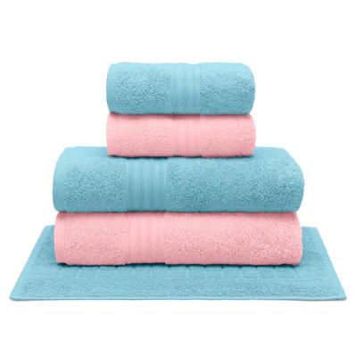 Jogo De Toalha Buettner 5 Peças Algodão Egípcio Platine Color Rosa Petala E Azul Riviera