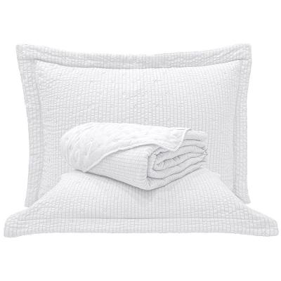 Kit Cobre Leito Colcha Pequim King Dupla Face 3 Peças - Branco - 100% Poliéster