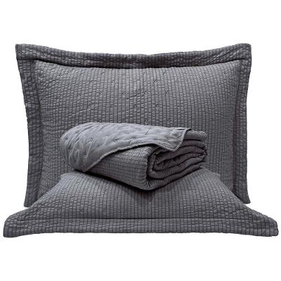 Kit Cobre Leito Colcha Pequim Queen Dupla Face 3 Peças - Cinza - 100% Poliéster