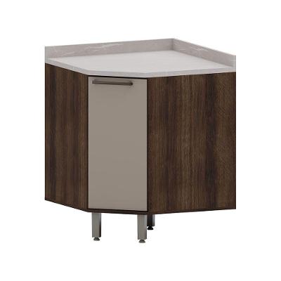 Balcão De Cozinha Canto Diagonal 1 Porta E Com Tampo Luna Lu Nogueira Dourado-cinammon