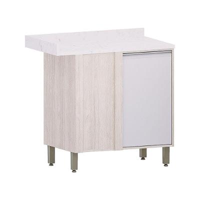 Balcão De Canto Reto De Cozinha Com Tampo 95cm 1 Porta Art L Pátina-cinza Cristal