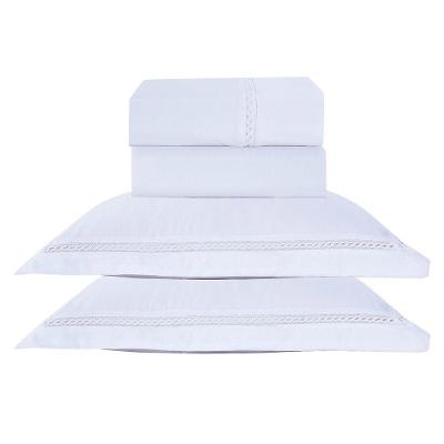 Jogo De Cama Lençol Queen Luxuria Percal 300 Fios 4 Peças - Branco - 100% Poliéster