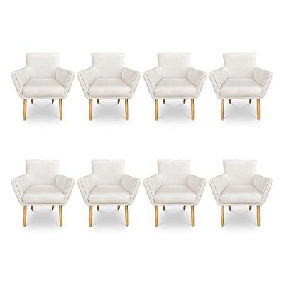 Kit 8 Poltronas Decorativa Leticia Suede Pés Palito Castanho - Pallazio Cor Vermelho