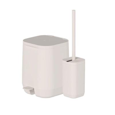 Kit Lixeira 6l + Escova Sanitária Aura Bege Ou