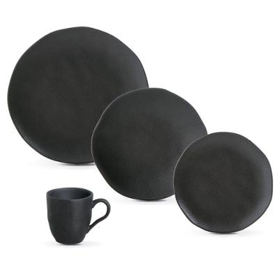 Aparelho De Jantar 16 Peças Orgânico Preto Matte Porto Brasil