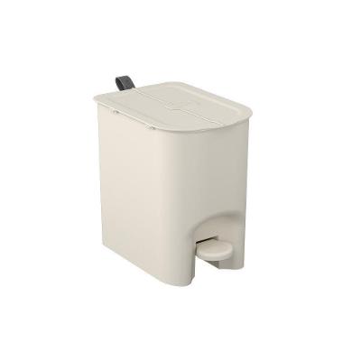 Lixeira Com Pedal Borboleta 6l Bege Com Alça Cinza Coza