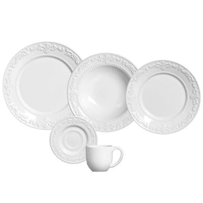 Aparelho De Jantar 20 Peças Acanthus Branco Porto Brasil
