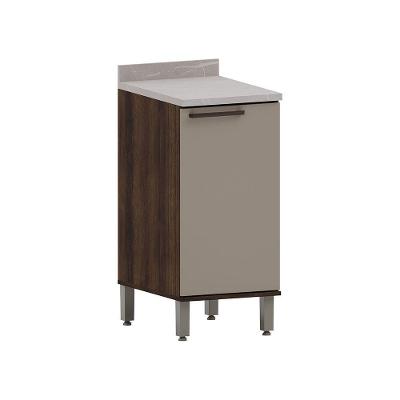 Balcão De Cozinha 40cm 1 Porta E Com Tampo Luna Luciane Móv Nogueira Dourado-cinammon