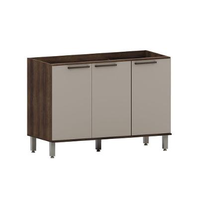Balcão De Cozinha 120cm 3 Portas Sem Tampo Luna Luciane Móve Nogueira Dourado-cinammon