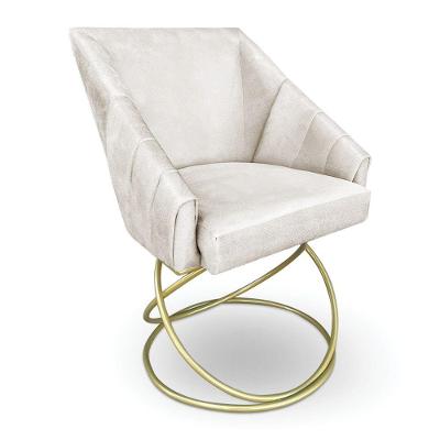 Poltrona Luxo Alana Suede Base De Ferro Dourado - Pallazio Cor Azul Marinho