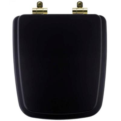 Tampa De Vaso Poliéster Com Fechamento Lento Boss Matte Black (preto Fosco) Para Louça Incepa Com Ferragem Dourada