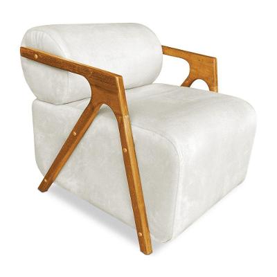 Poltrona Decorativa Marselha Veludo Base De Madeira - Pallazio Cor Marrom