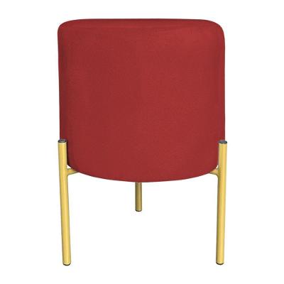 Puff Decorativo Soren Suede Vermelho Pés De Ferro Dourado - Pallazio