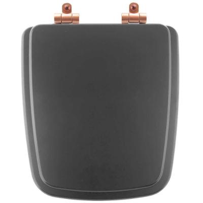 Tampa De Vaso Poliéster Com Amortecedor Boss Onix (preto Fosco) Para Bacia Incepa Com Ferragem Rose Gold