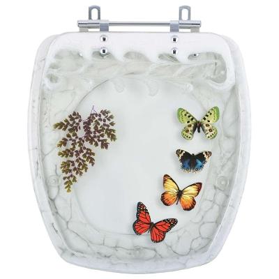 Tampa De Vaso Poliéster Decorada Borboletas Fit Branco Para Louça Celite