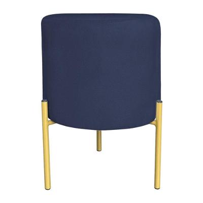 Puff Decorativo Soren Suede Azul Marinho Pés De Ferro Dourado - Pallazio