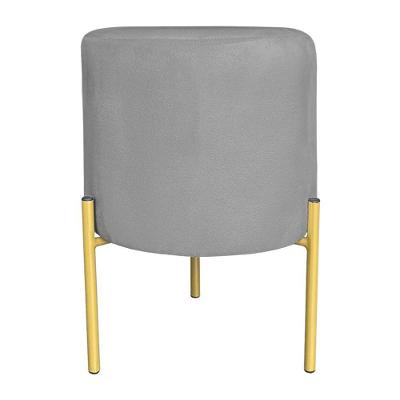 Puff Decorativo Soren Suede Grafite Pés De Ferro Dourado - Pallazio