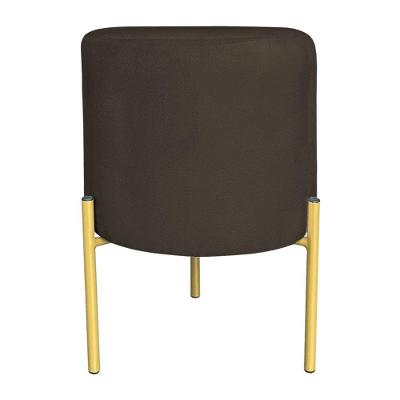 Puff Decorativo Soren Suede Marrom Pés De Ferro Dourado - Pallazio