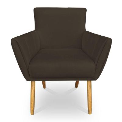 Poltrona Decorativa Leticia Suede Marrom Pés Palito Castanho - Pallazio