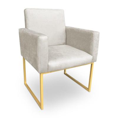 Poltrona Decorativa Nina Suede Base Metálica Industrial Dourado - Pallazio Cor Azul Marinho