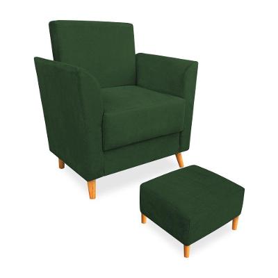 Poltrona De Amamentação Com Puff Flavia Suede Verde - Pallazio