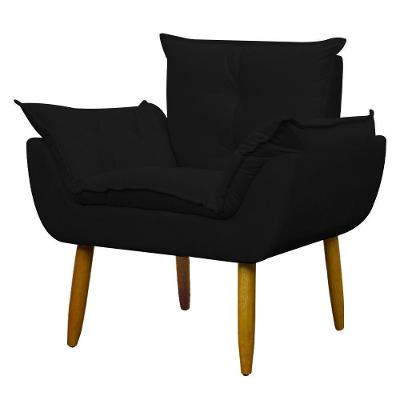 Poltrona Decorativa Para Consultório Opala Suede Herrero Preto