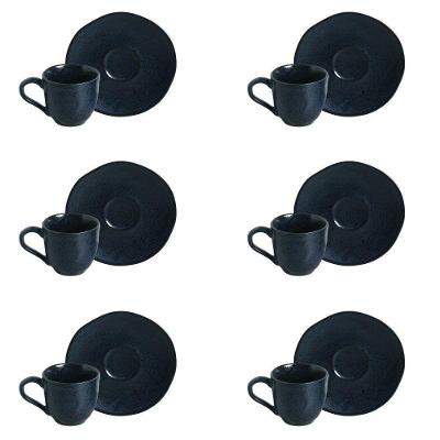 Conjunto De Xícara De Cafezinho Com Pires 06 Peças Orgânico Night Blue Porto Brasil