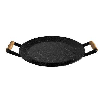 Disco Para Churrasco Esmaltado Com Alça De Madeira 43 Cm